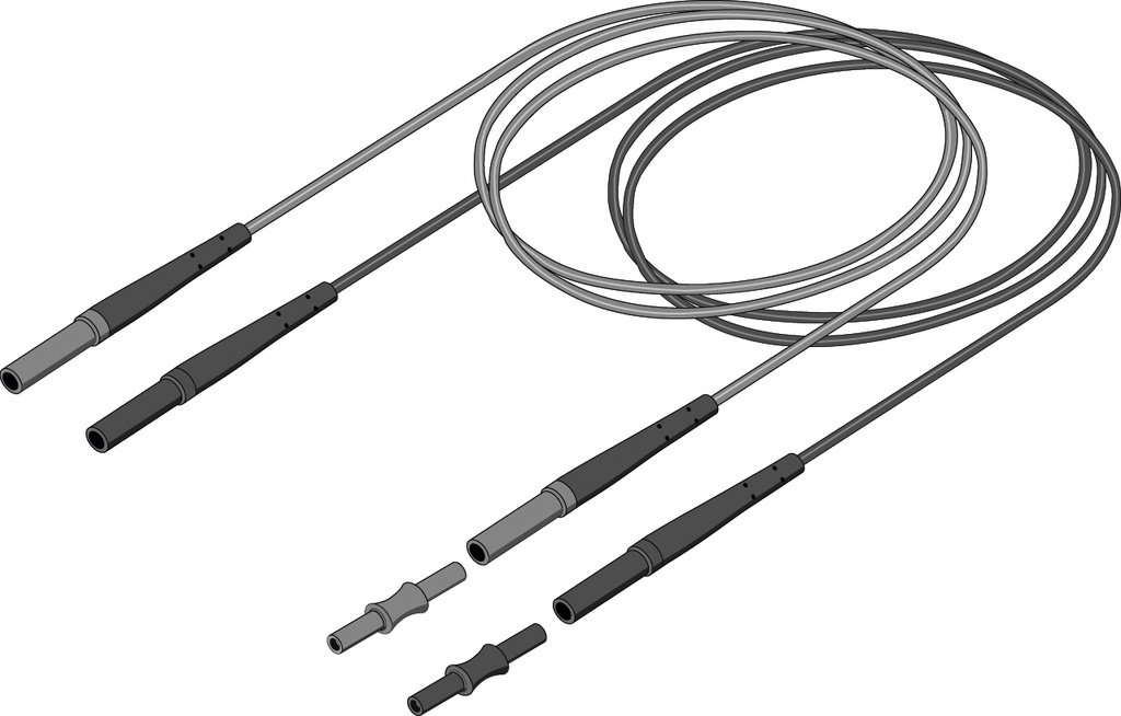 Jeu de deux cordons d'extension silicone SureGrip droit-droit Mâle-Mâle et jeu de 2 raccords Femelle-Femelle. CEI1010 1000V Cat.III, 600V Cat.IV