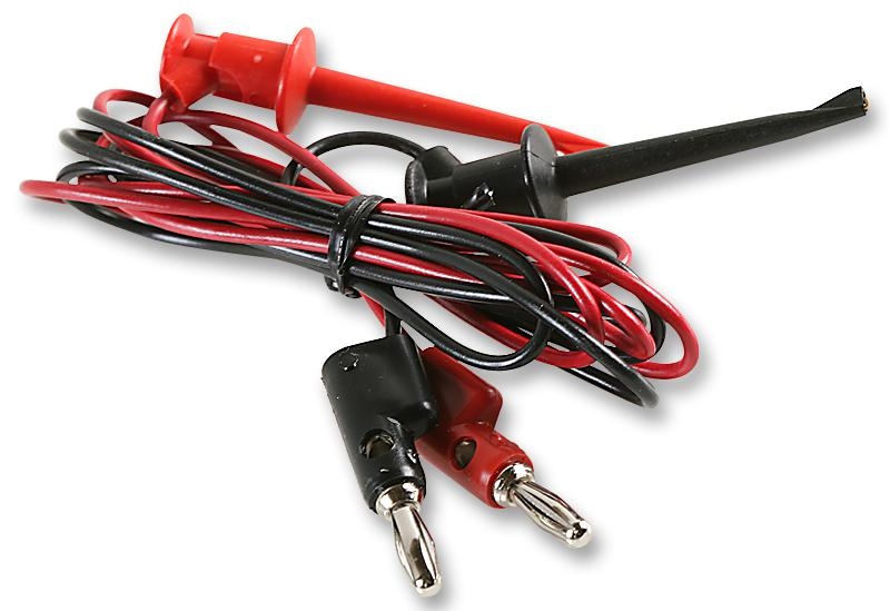 Jeu de 2 cordons électronique fiches babanes et mini-grippe-fils. CEI1010 30 V RMS ou 60 V DC Cat.I, Courant max 3 A