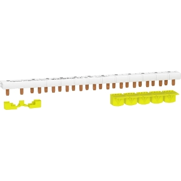 Resi9 - peigne de raccordement - 1P+N - 13 modules de 18 mm - Ie 63A 40°C - Ue 230VCA Ph/N - découpable - Livré avec cache dent de 5 mod. - CE - Pas de raccordement : tête 18mm | départ : 9mm - blanc RAL 9003