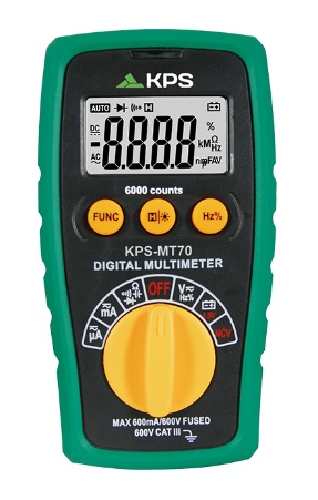 Multimètre numérique format de poche 6000Pts de mesure CATIII 600V, 600Acc/ca, 600mAcc/ca, 60M?, 10KHz, 600µf