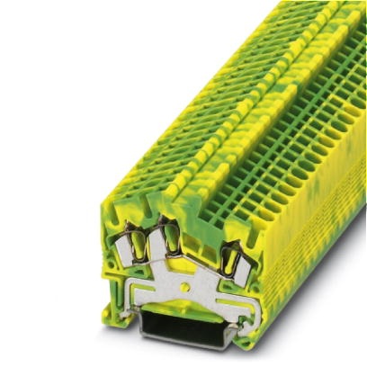 Bloc de jonction à ressort - vert/jaune pour conducteur de protection à pans inclinés - 2,5mm² - 3 conducteurs