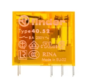 Relais circuit imprimé 2RT 8A 24V DC version sensible, matériau des contacts AgNi, Pas 5mm embrochable sur support série 95