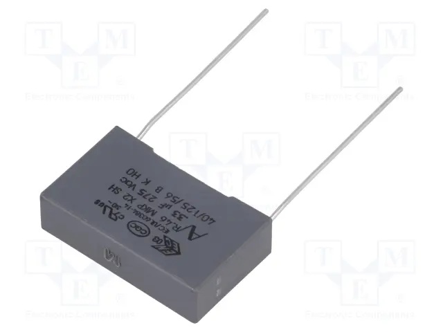 CONDENSATEUR 330NF 275VAC CLASSE X2 R46 PAS:22.5mm - Long.pattes:30mm