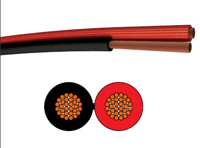 CABLE HP PLAT 2 x 0.50 MM2  PVC ROUGE / NOIR