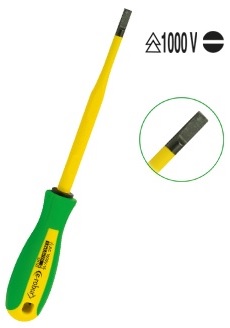 Tournevis plat trimatière, isolant affleurant, plat 3.5 x 100 mm