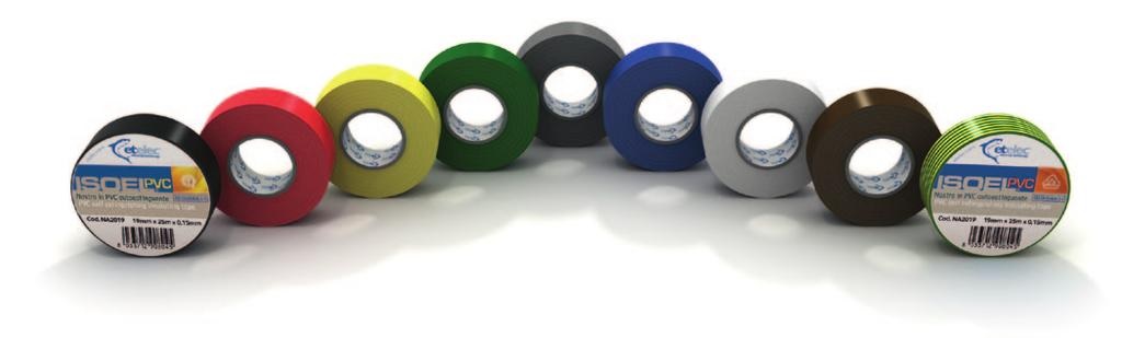 Ruban adhésif isolant PVC, Ep. 0,15 mm, 15 mm x 10 m, assortis , auto extinguible, conforme à EN60454-3-1, utilisation 0 +105°C, 10 rlx