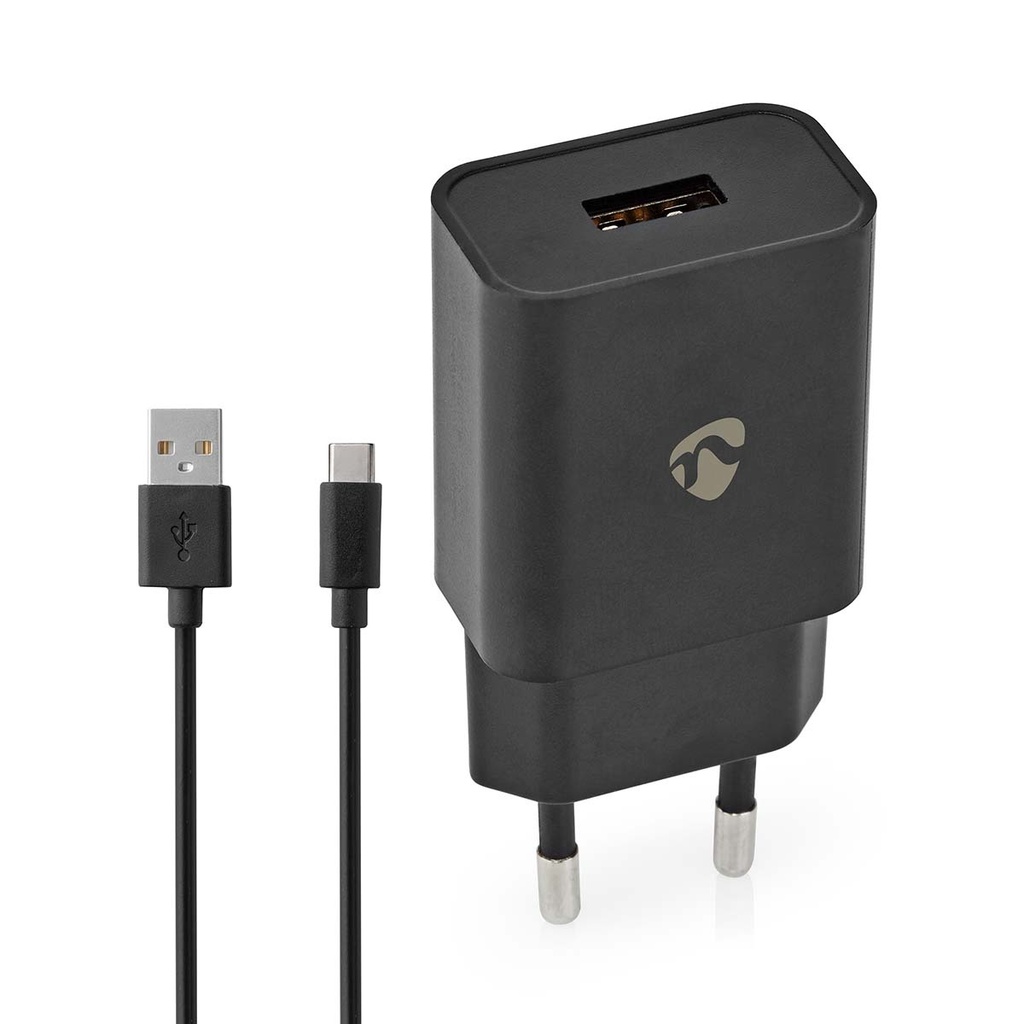Chargeur mural 12 W 1x 2.4 A A Nombre de sorties: 1 USB-A USB Type-C (Loose) Câble 1.00 m Single Voltage Output Noir