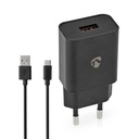 Chargeur mural 12 W 1x 2.4 A A Nombre de sorties: 1 USB-A USB Type-C (Loose) Câble 1.00 m Single Voltage Output Noir