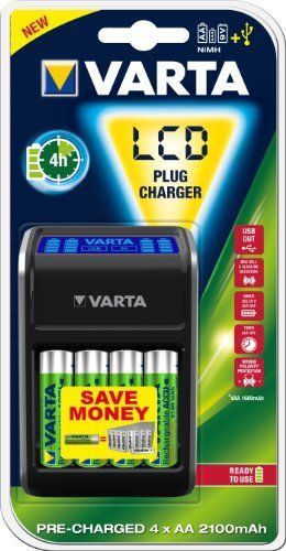 LCD PLUG CHARGER+  & 4xAccus HR6/AA  2100 mAh