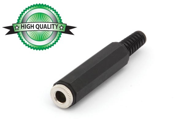 JACK FEMELLE 6.35mm MONO NICKELE NOIR AVEC CAPOT EN CAOUTCHOUC