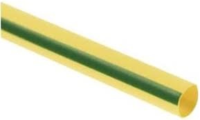 Gaine thermorétractable à paroi fine, barre de 1 m, rétreint 2:1, diam. 38/19 mm, vert/jaune. Polyoléfine réticulée, RoHS 2, sans halogène, UL224, résiste aux UV.