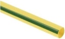 Gaine thermorétractable à paroi fine, barre de 1 m, rétreint 2:1, diam. 38/19 mm, vert/jaune. Polyoléfine réticulée, RoHS 2, sans halogène, UL224, résiste aux UV.