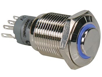 R1710B INTERRUPTEUR MÉTALLIQUE ROND HAUT SPDT 1NO 1NC - ANNEAU BLEU