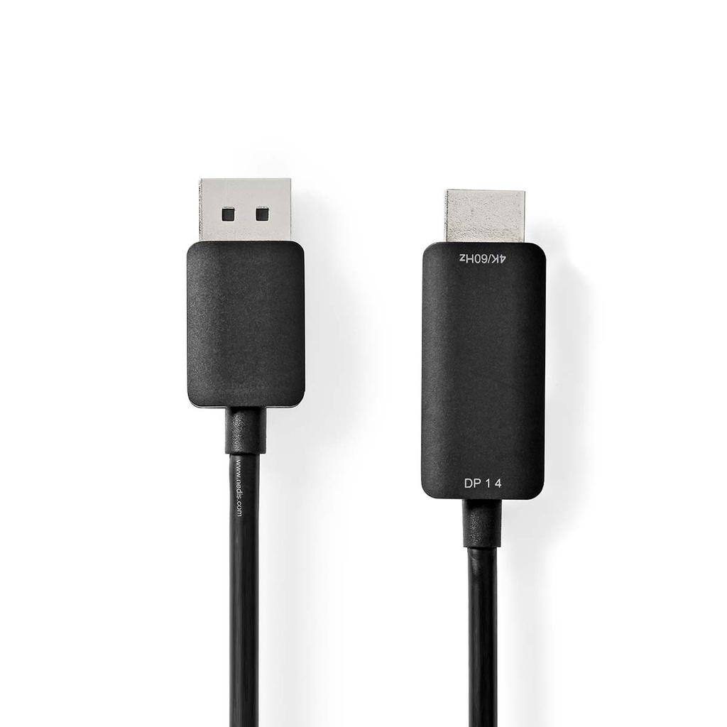 Câble Display Port Mâle HDMI Connecteur 4K@60Hz Plaqué nickel 2.00 m Rond PVC Noir 