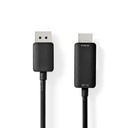 Câble Display Port Mâle HDMI Connecteur 4K@60Hz Plaqué nickel 2.00 m Rond PVC Noir 