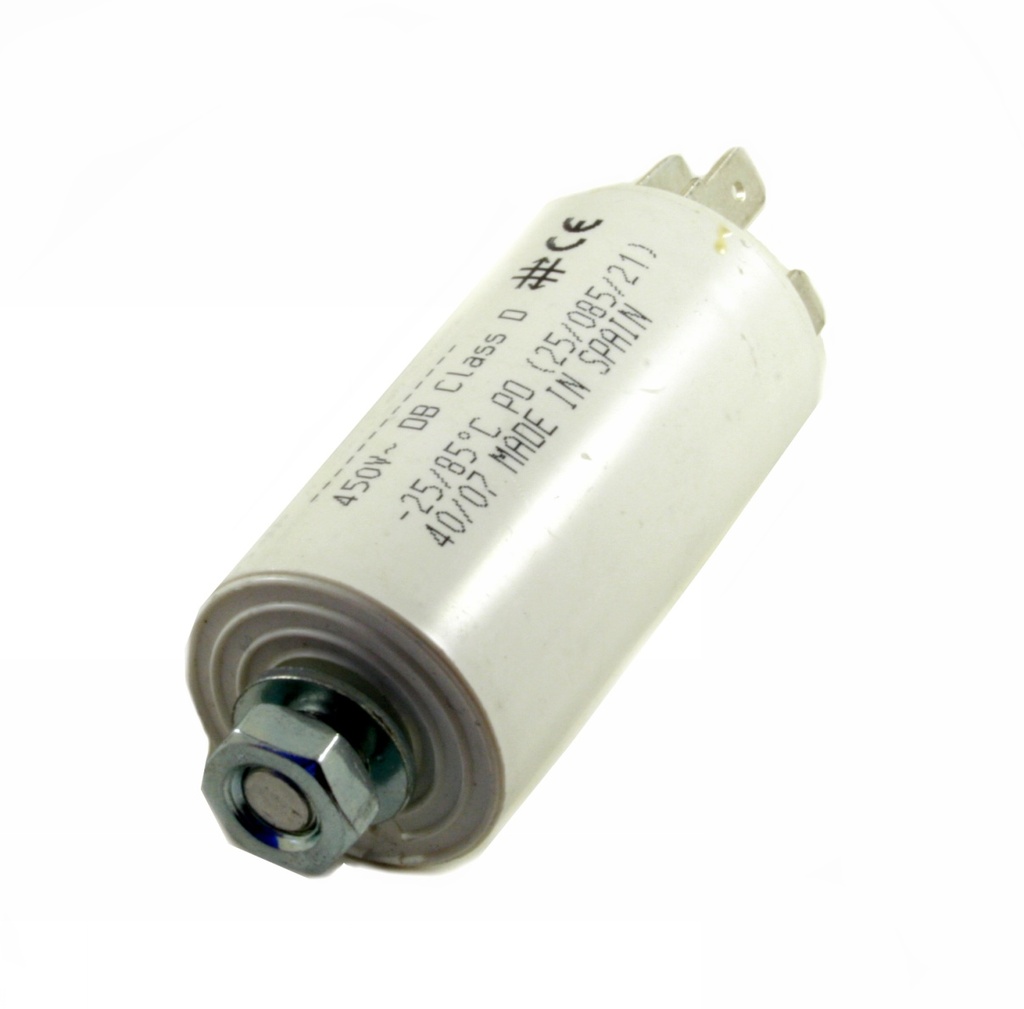 CONDENSATEUR PERMANENT 7µF 400/450V SORTIE COSSES 6.3  Ø30x57MM