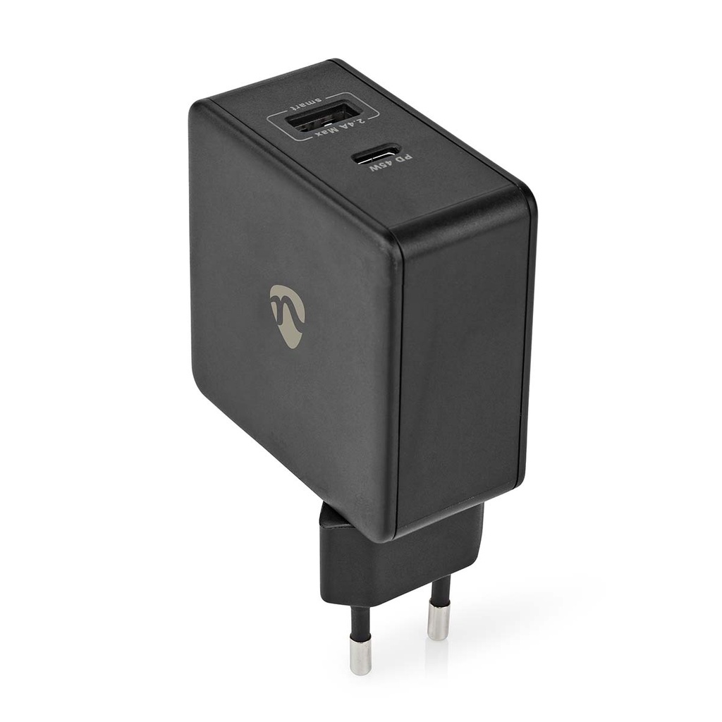Chargeur mural | 57 W | Fonction de charge rapide | 2.25 A / 2.4 / 3.0 A | Nombre de sorties: 2 | USB-A / USB-C | Aucun Câble i
