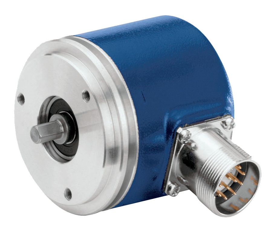 Codeur incrémental, Ø58 mm à bride synchro et axe Ø6 mm, IP54, résolution 50 imp/tour, étage de sortie universel, alimentation 4