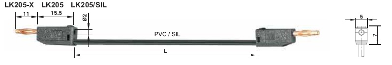 Cordon de liaison 2 mm 30 cm noir