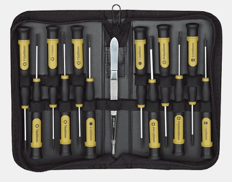 MICRO-tournevis, set à 13 pièces en pochette zippée