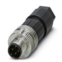 Connecteur, 4-pôles, Connecteur droite M12, détrompage A, Raccordement Push-in, matériau de la molette: Zinc moulé sous pression