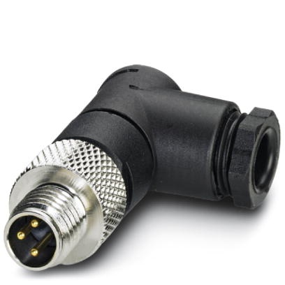 Connecteur pour capteurs/actionneurs, connecteur mâle, coudé, 3 pôles, M8, raccordement soudé, molette métallique, diamètre de c