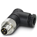 Connecteur pour capteurs/actionneurs, connecteur mâle, coudé, 3 pôles, M8, raccordement soudé, molette métallique, diamètre de c