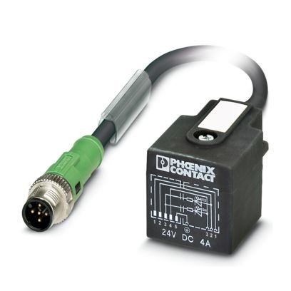 Câble pour capteurs/actionneurs, 5 pôles, PUR exempt d'halogène noir, connecteur droit M12 SPEEDCONNEC pour électrovannes de typ