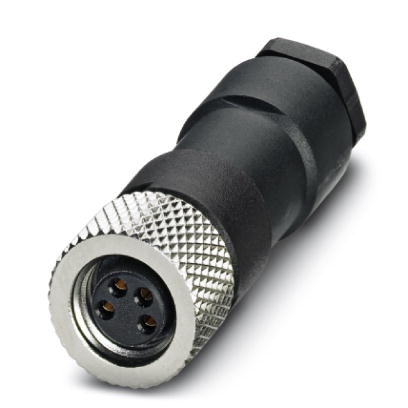 Connecteur pour capteurs/actionneurs, connecteur femelle, droit, 4 pôles, M8, raccordement soudé, molette métallique, diamètre d