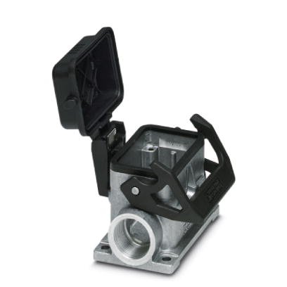 Embase en saillie avec couvercle B6, avec étrier longitudinal, Matériau: Aluminium coulé sous pression, couvercle de protection: