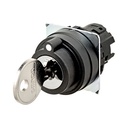 Bouton poussoir A22NZ Ø22, type à clé S, 3 positions, lentille plastique, Manuel