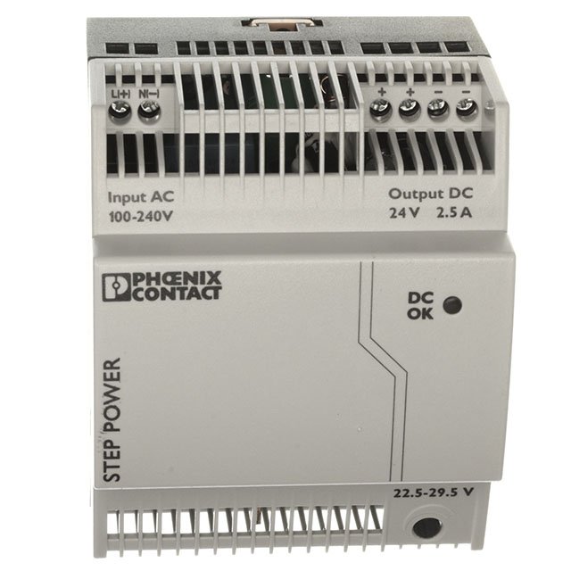 Alimentation pour profilé 24 V DC/2,5 A, à découpage primaire, monophasée.