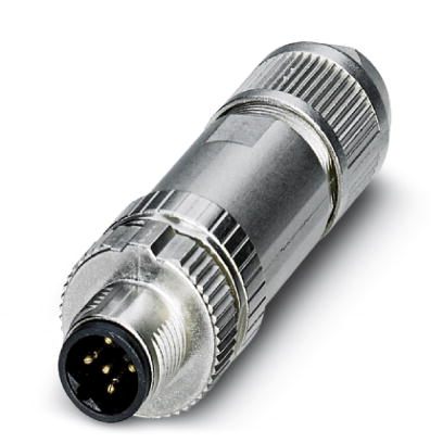 Connecteur, 5-pôles, blindé, droit M12 Verrouillage à vis, Détrompage B, Raccordement Push-in