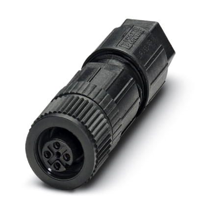 Connecteur, 4-pôles, Connecteur femelle droit M12, détrompage A, Raccordement Push-in, matériau de la molette: Plastique, diamèt