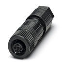 Connecteur, 4-pôles, Connecteur femelle droit M12, détrompage A, Raccordement Push-in, matériau de la molette: Plastique, diamèt
