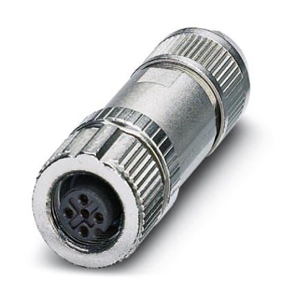 Connecteur, 5-pôles, blindé, Connecteur femelle droit M12, détrompage A, Raccordement Push-in, matériau de la molette: Zinc moul