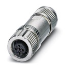 Connecteur, 5-pôles, blindé, Connecteur femelle droit M12, détrompage A, Raccordement Push-in, matériau de la molette: Zinc moul