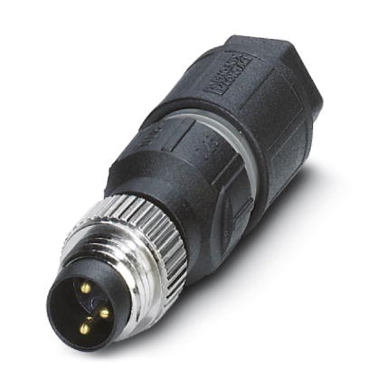 Connecteur pour capteurs/actionneurs, connecteur mâle, droit, 3 pôles, M8, molette métallique, diamètre de câble 5,0 mm max.