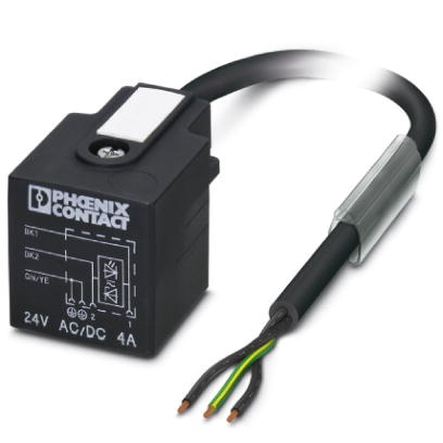 Câble pour capteurs/actionneurs, 3 pôles, PUR exempt d'halogène noir, extrémité non terminée sur connecteur pour électrovanne de