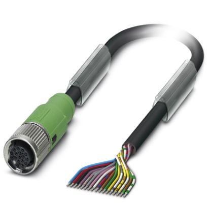 Câble pour capteurs/actionneurs, 17 pôles, PUR/PVC exempt d'halogène noir, connecteur femelle droit M12 SPEEDCONNEC sur extrémit