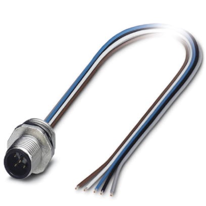 Connecteur mâle encastrable pour capteurs et actionneurs, 5 pôles, M12, détrompage A, montage vissé/sur face avant, filetage PG9