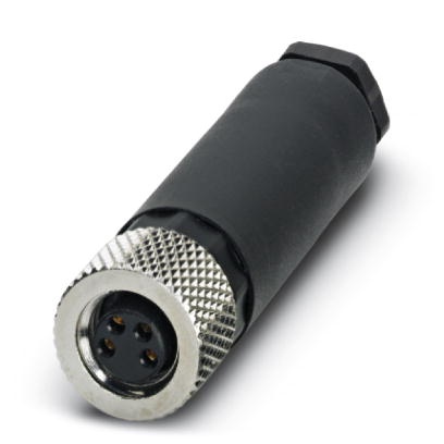 Connecteur pour capteurs/actionneurs, connecteur femelle, droit, 4 pôles, M8, raccordement vissé, molette métallique, diamètre d