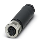 Connecteur pour capteurs/actionneurs, connecteur femelle, droit, 4 pôles, M8, raccordement vissé, molette métallique, diamètre d