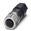 Connecteur, 4-pôles, Connecteur femelle droite M12, détrompage A, Raccordement Push-in,matériau de la molette: Zinc moulé sou