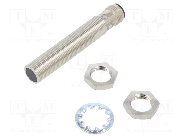 Détecteur de proximité inductif, nickel-laiton, corps long, m12, blindé, 4 mm, dc, 3-fils, npn no, connecteur M12