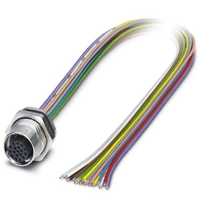 Connecteur femelle encastrable pour capteurs/actionneurs, 17 pôles, SPEEDCONNEC M12, montage vissé/sur face arrière, filetage PG