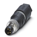 Connecteur pour capteurs/actionneurs, connecteur mâle, droit, 4 pôles, M8, QUICKON-ONE, molette métallique, diamètre de câble 5,