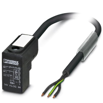 Câble pour capteurs/actionneurs, 3 pôles, PUR exempt d'halogène noir, extrémité non terminée sur connecteur pour électrovannes d