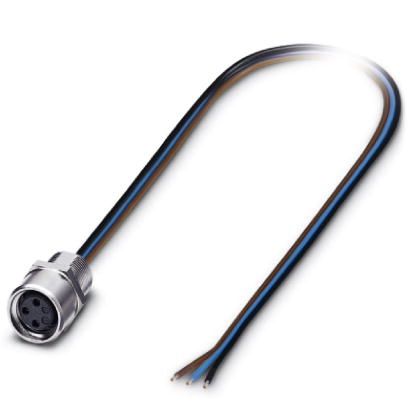 Connecteur femelle encastrable pour capteurs/actionneurs, 3 pôles, M8, montage vissé/sur face avant, filetage M8, cordon TPE de 