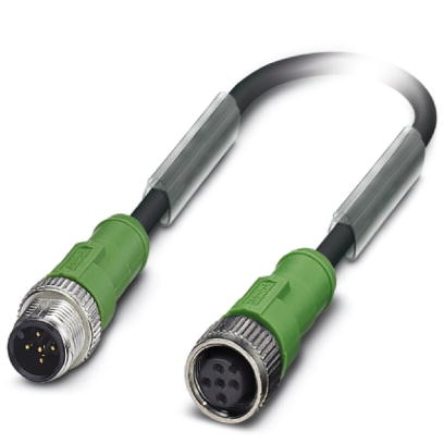 Câble pour capteurs/actionneurs, 5 pôles, PUR exempt d'halogène noir, connecteur mâle droit M12 sur connecteur femelle droit M12
